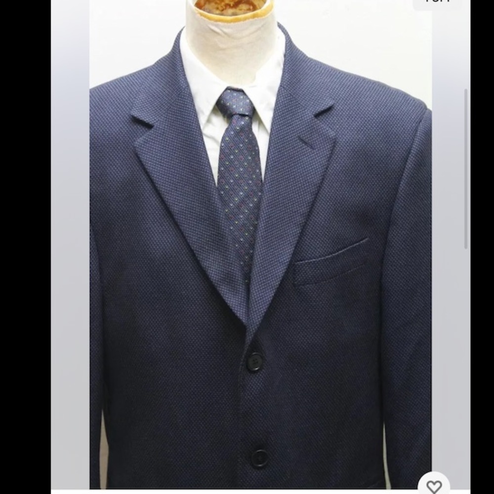 Classic Cacharel Men Blue Blazer Silk Wool Blue 3 Buttons Made In Italy 42R